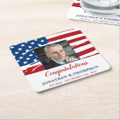 軍隊退職アメリカ国旗の写真愛国心 スクエアペーパーコースター (アングル)