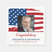 軍隊退職アメリカ国旗の写真愛国心 スタンダードカクテルナプキン (正面)