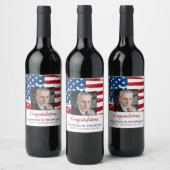 軍隊退職アメリカ国旗の写真愛国心 ワインラベル (ボトル)