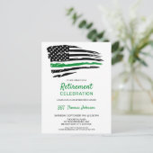 軍隊退職アメリカ国旗の薄いグリーンライン 案内ポストカード (スタンド正面)