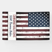 軍隊退職アメリカ国旗パーティー 横断幕 (横)