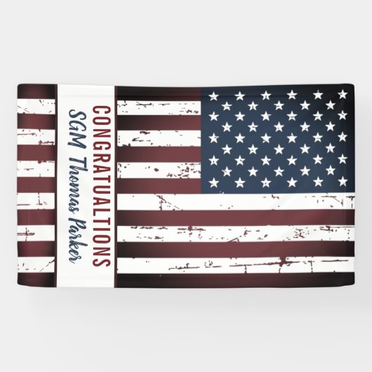 軍隊退職アメリカ国旗パーティー 横断幕 (横)
