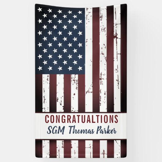 軍隊退職アメリカ国旗パーティー 横断幕 (縦)