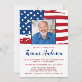 軍隊退職カスタムパーティー写真USA国旗 招待状 (正面)