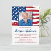 軍隊退職カスタムパーティー写真USA国旗 招待状 (スタンド正面)