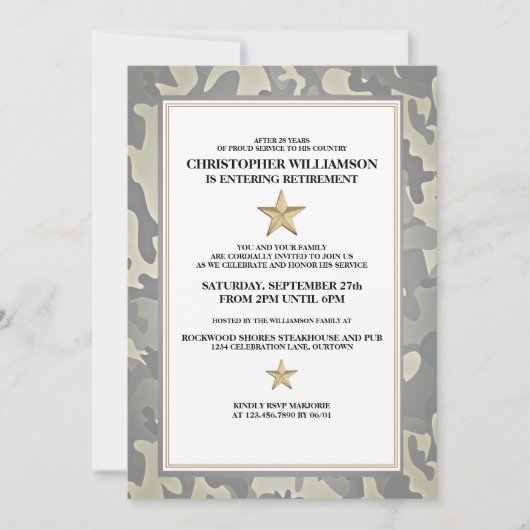 軍隊退職パーティの招待状 招待状 (正面)