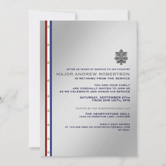 軍隊退職パーティの招待状 招待状 (正面)