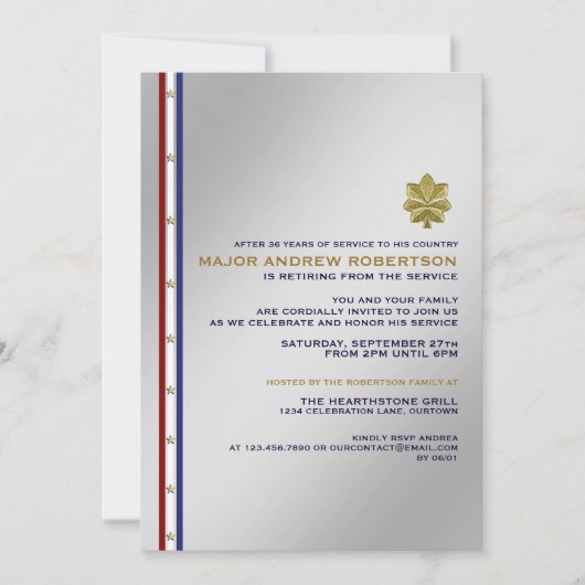 軍隊退職パーティの招待状 招待状 (正面)