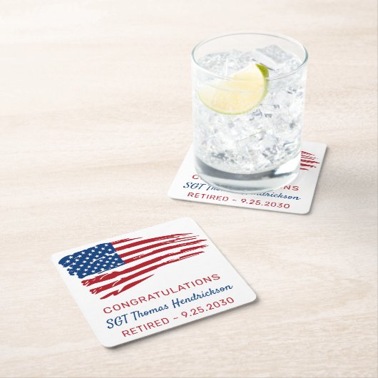 軍隊退職パーティーアメリカ国旗の愛国心 スクエアペーパーコースター (インサイチュ)
