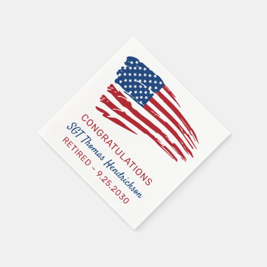 軍隊退職パーティーアメリカ国旗の愛国心 スタンダードカクテルナプキン (角)