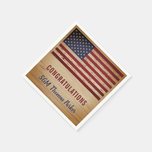 軍隊退職パーティーアメリカ国旗の愛国心 スタンダードカクテルナプキン (角)