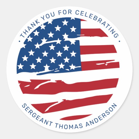 軍隊退職パーティーアメリカ国旗の愛国心 ラウンドシール (正面)