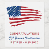 軍隊退職パーティーアメリカ国旗の愛国心 ワインラベル (シングルラベル)