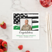 軍隊退職パーティーカスタムフォトグリーン国旗 スタンダードカクテルナプキン (インサイチュ)