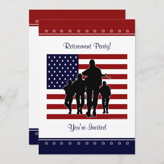 軍隊退職パーティーパーソナライズされた招待状 招待状 (正面/裏面)