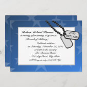 軍隊退職パーティーブルー 招待状 (正面/裏面)