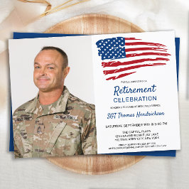 軍隊退職パーティー写真アメリカ国旗 招待状