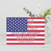 軍隊退職パーティー愛国アメリカ国旗 招待状 (スタンド正面)