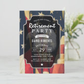 軍隊退職パーティー愛国的アメリカ国旗 招待状 (スタンド正面)