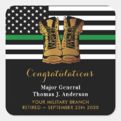 軍隊退職パーティー薄いグリーンラインブーツ スクエアシール (正面)