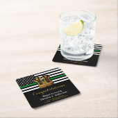 軍隊退職パーティー薄いグリーンラインブーツ スクエアペーパーコースター (インサイチュ)