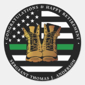 軍隊退職パーティー薄いグリーンラインブーツ ラウンドシール (正面)