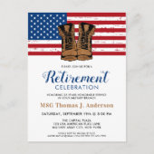 軍隊退職パーティー軍がアメリカ国旗を立てる インビテーションポストカード (正面)