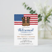 軍隊退職パーティー軍がアメリカ国旗を立てる ポストカード (スタンド正面)