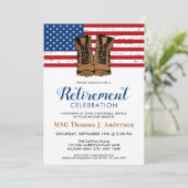軍隊退職パーティー軍がアメリカ国旗を立てる 招待状 (スタンド正面)
