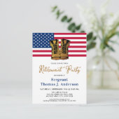 軍隊退職パーティー金ゴールドブーツアメリカ国旗 ポストカード (スタンド正面)