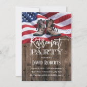 軍隊退職ヴィンテージオールドブーツUSA国旗 招待状 (正面)