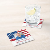 軍隊退職写真愛国的アメリカ国旗 スクエアペーパーコースター (インサイチュ)