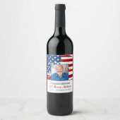 軍隊退職写真愛国的アメリカ国旗 ワインラベル (正面)