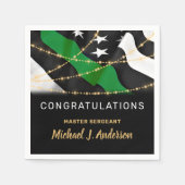 軍隊退職後の薄い緑のラインパーティー スタンダードカクテルナプキン (正面)