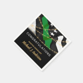 軍隊退職後の薄い緑のラインパーティー スタンダードカクテルナプキン (角)