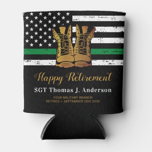 軍隊退職後の薄い緑のライン軍のブーツ 缶クーラー (正面)