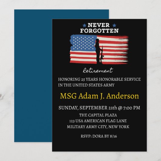 軍隊退職発表 招待状 (正面/裏面)