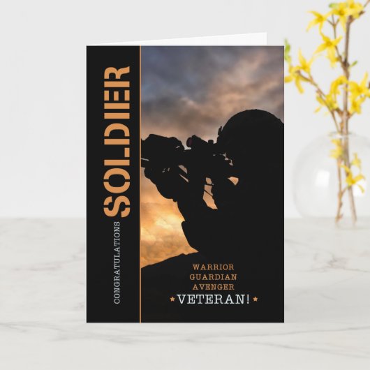 軍隊退職祝い軍人 カード (黄色い花)