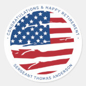 軍隊退職米国アメリカ国旗の愛国心 ラウンドシール (正面)