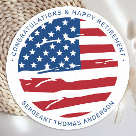 軍隊退職米国アメリカ国旗の愛国心 ラウンドシール