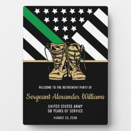 軍隊退職緑線旗愛国軍 フォトプラーク