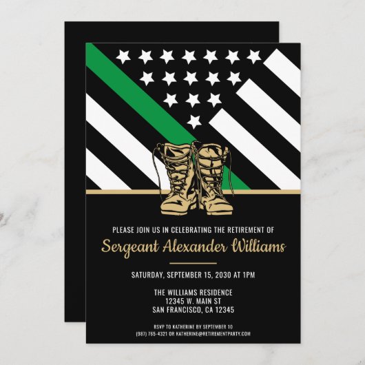 軍隊退職緑線旗愛国軍 招待状 (正面/裏面)