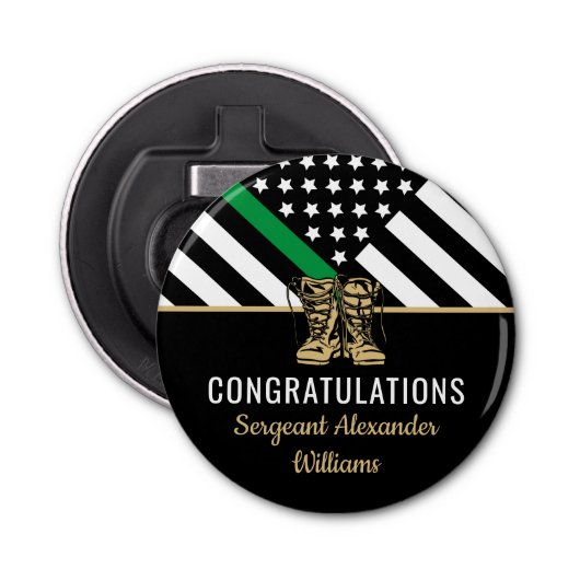 軍隊退職緑線旗愛国軍 栓抜き (正面)