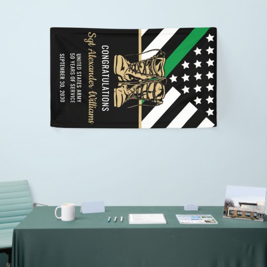 軍隊退職緑線旗愛国軍 横断幕 (トレードショー)