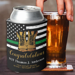軍隊退職軍が薄い緑の線をブーツ 缶クーラー