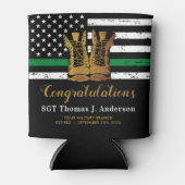 軍隊退職軍が薄い緑の線をブーツ 缶クーラー (正面)