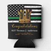 軍隊退職軍が薄い緑の線をブーツ 缶クーラー (裏面)