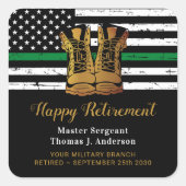 軍隊退職軍の薄い緑の線の旗 スクエアシール (正面)