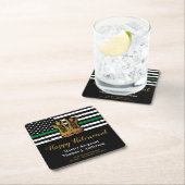 軍隊退職軍の薄い緑の線の旗 スクエアペーパーコースター (インサイチュ)