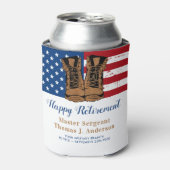 軍隊退職軍アメリカ国旗のブーツパーティー 缶クーラー (缶正面)